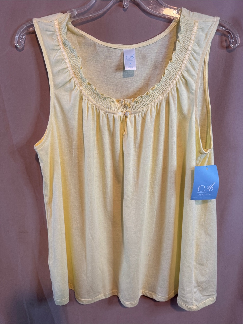 Adonna Light Yellow Sleeveless Ruffle-Neck Tank Top